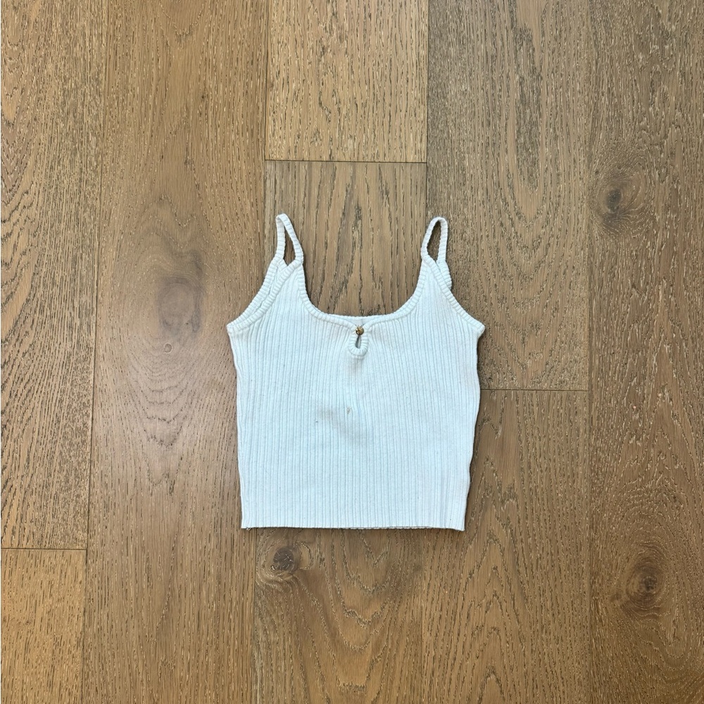 White Ribbed Women's Top